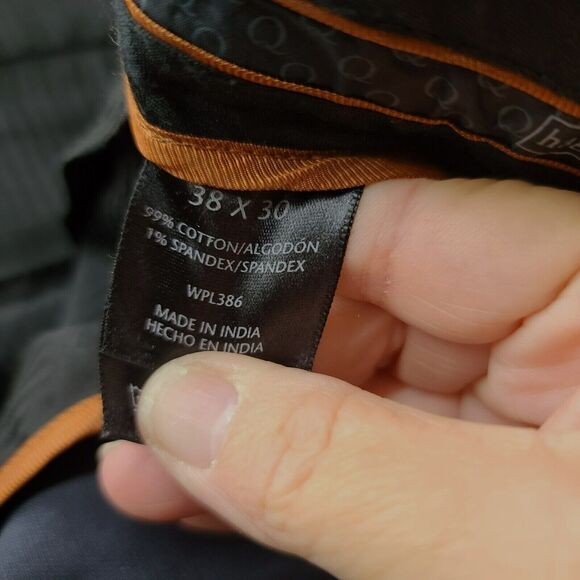 Haggar Mens Dress Pants Blue Size 38 Cotton Blend Button Zip Close Stretch - Picture 7 of 12